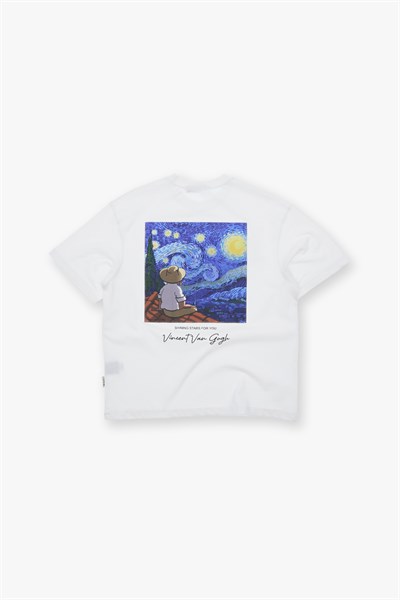 Shining Stars Oversize Tişört Erkek Ekru