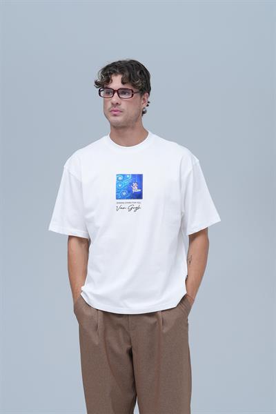 Shining Stars Oversize Tişört Erkek Ekru