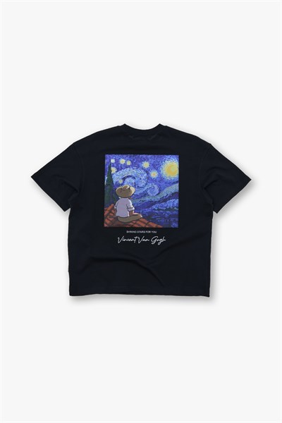 Shining Stars Oversize Tişört Erkek Siyah