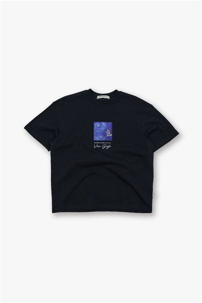Shining Stars Oversize Tişört Kadın Siyah