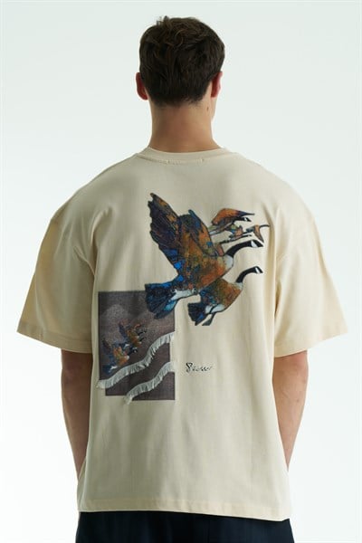 Soar Oversize Erkek Tişört Stone
