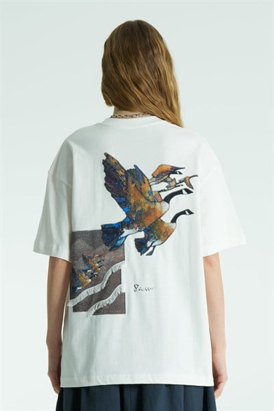 Soar Oversize Kadın Tişört Ekru