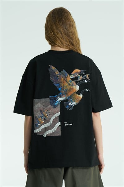 Soar Oversize Kadın Tişört Siyah
