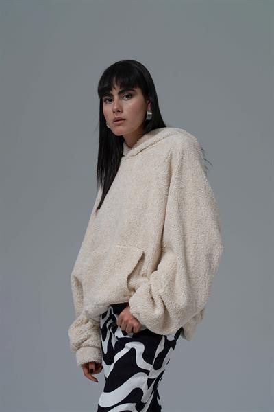 Soft Haven Oversize Welsoft Sweatshirt Kadın Açık Bej