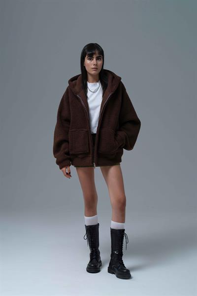 Everyday Icon Oversize Welsoft Sweatshirt Kadın Kahverengi