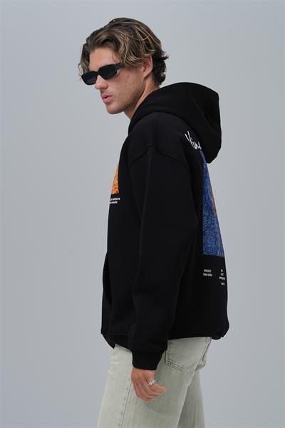 Starry Flow Oversize Sweatshirt Erkek Siyah