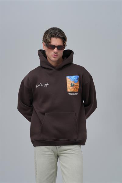 Starry Flow Oversize Sweatshirt Erkek Kahverengi