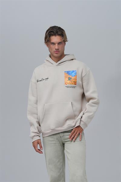 Starry Flow Oversize Sweatshirt Erkek Stone
