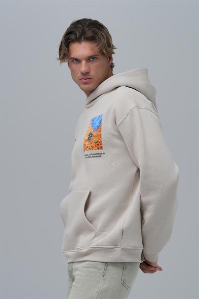 Starry Flow Oversize Sweatshirt Erkek Stone