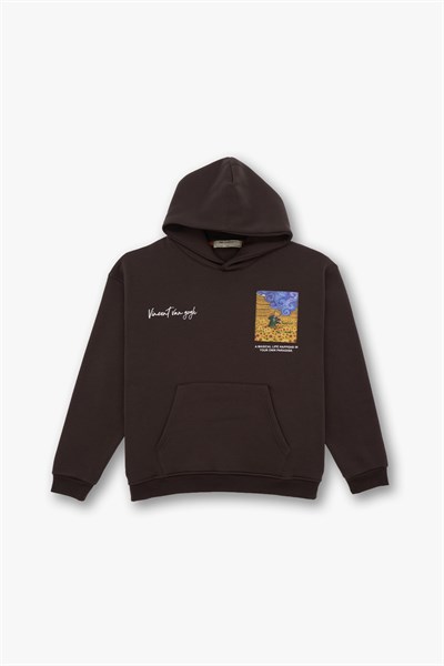 Starry Flow Oversize Sweatshirt Erkek Kahverengi