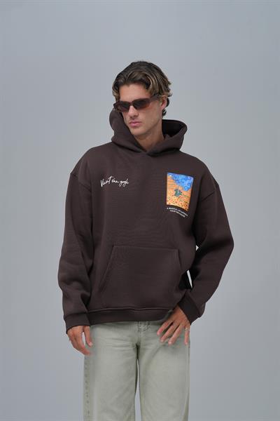 Starry Flow Oversize Sweatshirt Erkek Kahverengi