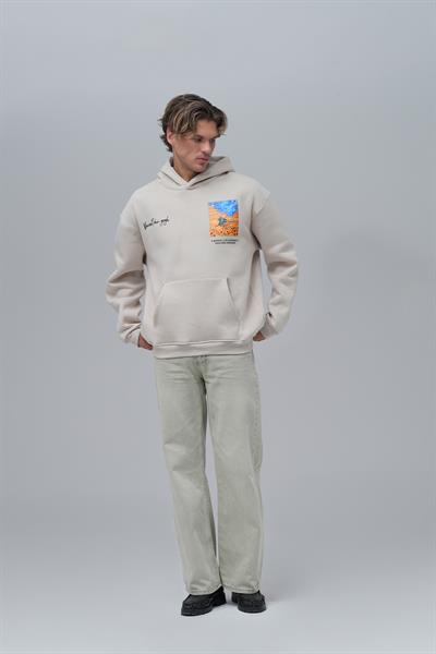 Starry Flow Oversize Sweatshirt Erkek Stone
