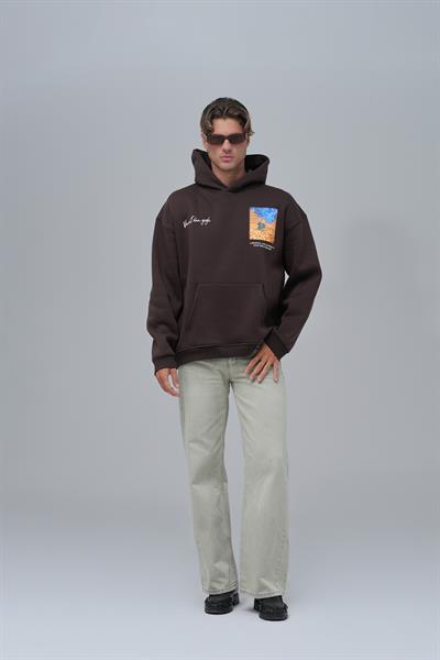 Starry Flow Oversize Sweatshirt Erkek Kahverengi