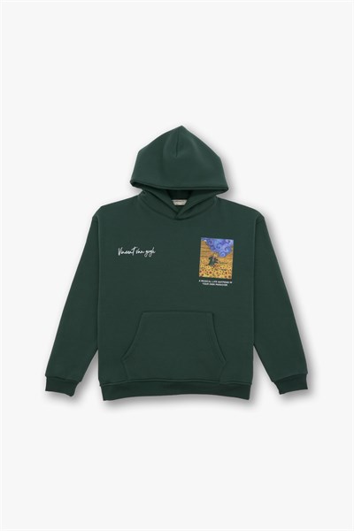 Starry Flow Oversize Sweatshirt Erkek Yeşil