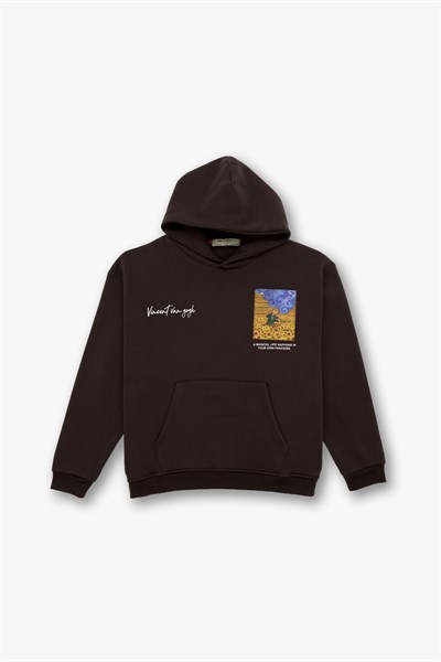 Starry Flow Oversize Sweatshirt Kadın Kahverengi