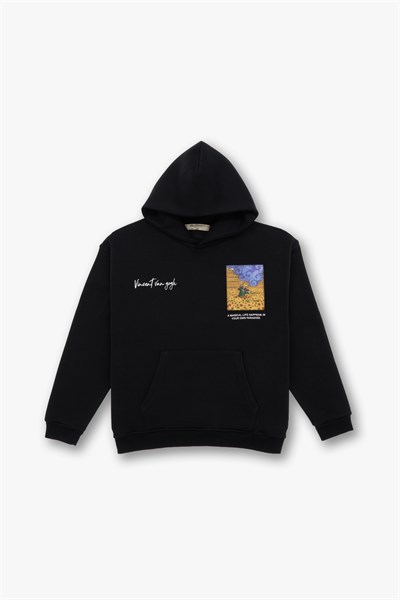 Starry Flow Oversize Sweatshirt Kadın Siyah