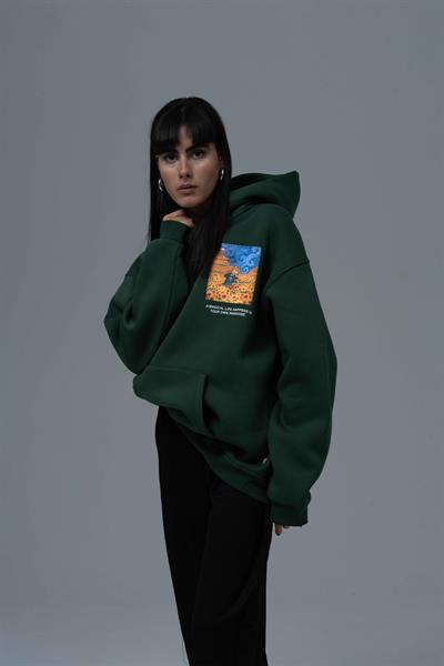 Starry Flow Oversize Sweatshirt Kadın Yeşil