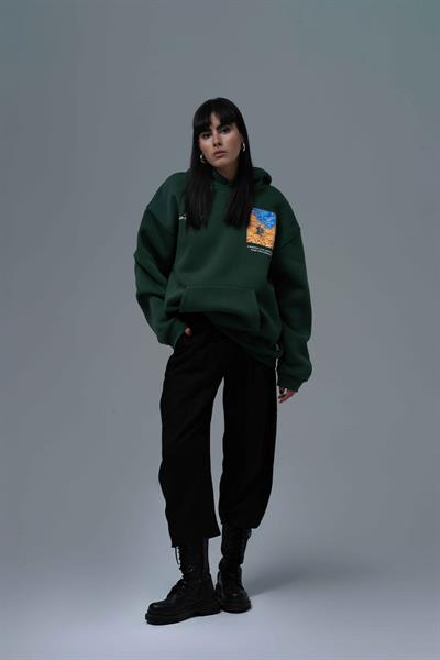 Starry Flow Oversize Sweatshirt Kadın Yeşil