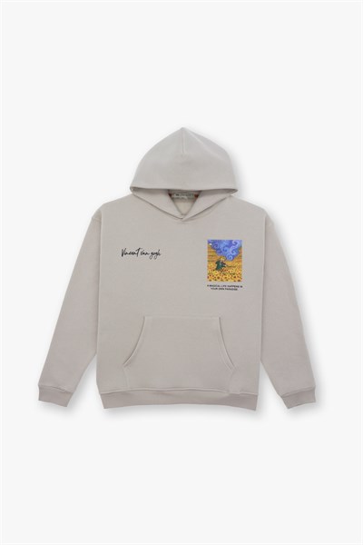 Starry Flow Oversize Sweatshirt Kadın Stone