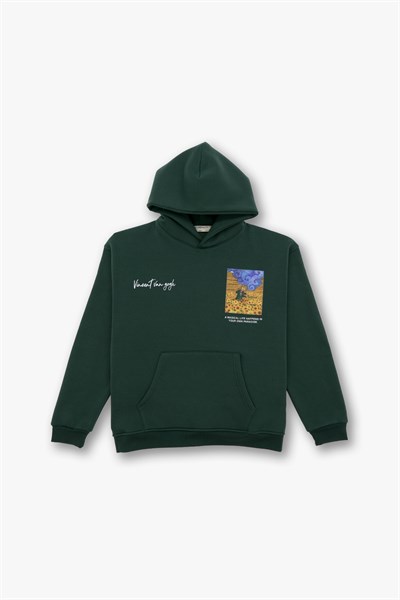 Starry Flow Oversize Sweatshirt Kadın Yeşil