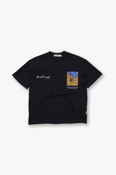 Starry Flow Oversize Tişört Erkek Siyah