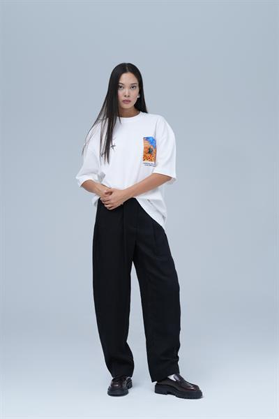 Starry Flow Oversize Tişört Kadın Ekru