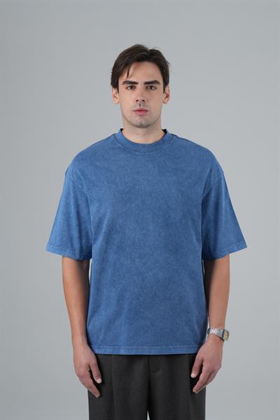 Stone Oversize Tişört Erkek Mavi