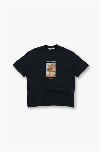 Sunflowers Oversize Tişört Erkek Siyah - Van Gogh Edition
