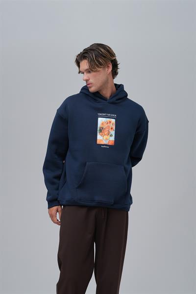 Sunflowers Vincent van Gogh Edition Oversize Sweatshirt Erkek İndigo