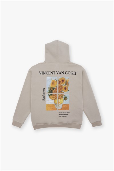 Sunflowers Vincent van Gogh Edition Oversize Sweatshirt Erkek Stone