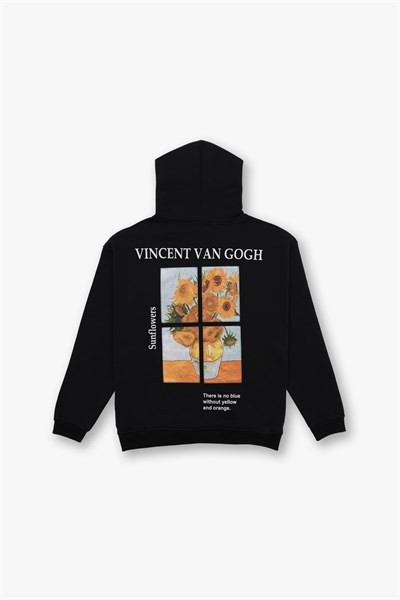 Sunflowers Vincent van Gogh Edition Oversize Sweatshirt Erkek Siyah