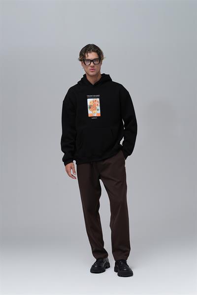 Sunflowers Vincent van Gogh Edition Oversize Sweatshirt Erkek Siyah