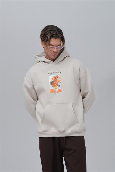 Sunflowers Vincent van Gogh Edition Oversize Sweatshirt Erkek Stone