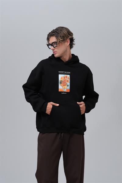 Sunflowers Vincent van Gogh Edition Oversize Sweatshirt Erkek Siyah