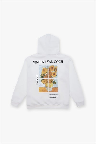 Sunflowers Vincent van Gogh Edition Oversize Sweatshirt Erkek Ekru