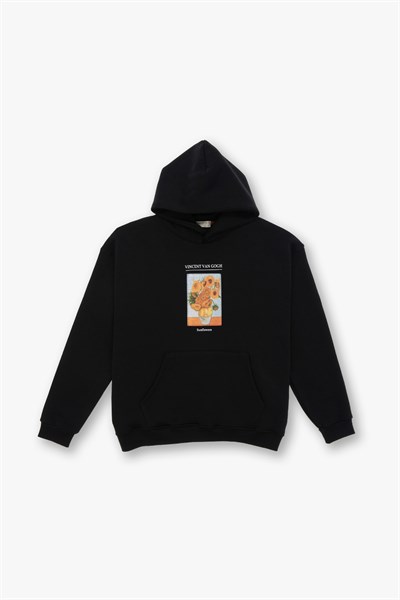 Sunflowers Vincent van Gogh Edition Oversize Sweatshirt Erkek Siyah
