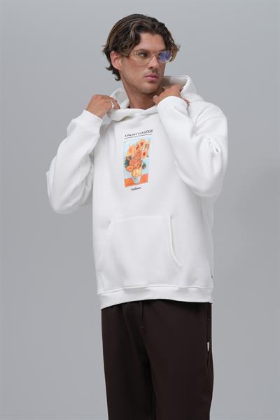 Sunflowers Vincent van Gogh Edition Oversize Sweatshirt Erkek Ekru