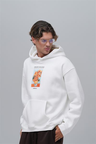 Sunflowers Vincent van Gogh Edition Oversize Sweatshirt Erkek Ekru