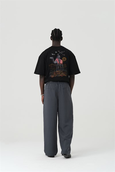 Tailor Stripe Relaxed Fit Erkek Pantolon Lacivert