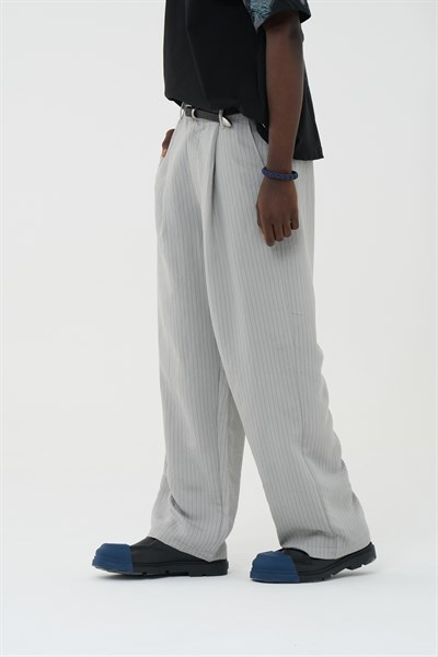 Tailor Stripe Relaxed Fit Erkek Pantolon Gri