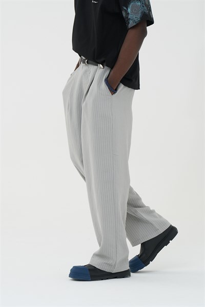 Tailor Stripe Relaxed Fit Erkek Pantolon Gri
