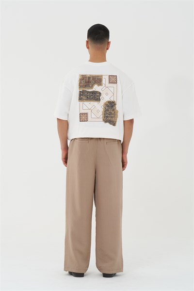 Tailor Stripe Relaxed Fit Erkek Pantolon Vizon
