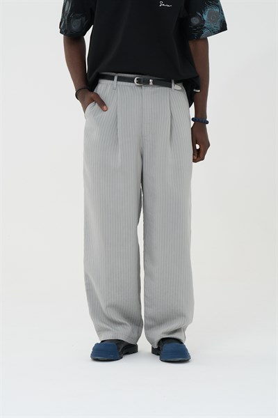 Tailor Stripe Relaxed Fit Erkek Pantolon Gri