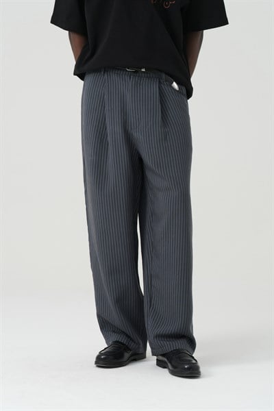 Tailor Stripe Relaxed Fit Erkek Pantolon Lacivert