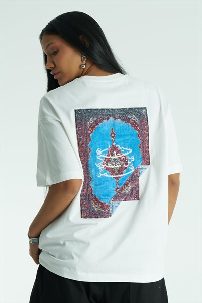 Tapestry Frame Oversize Tişört Kadın Ekru