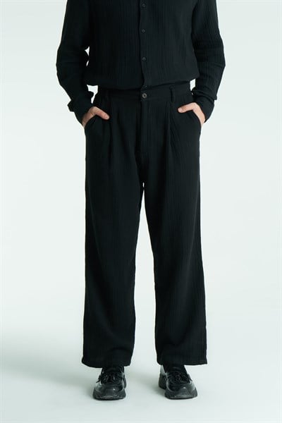Texton Relaxed Fit Erkek Pantolon Siyah