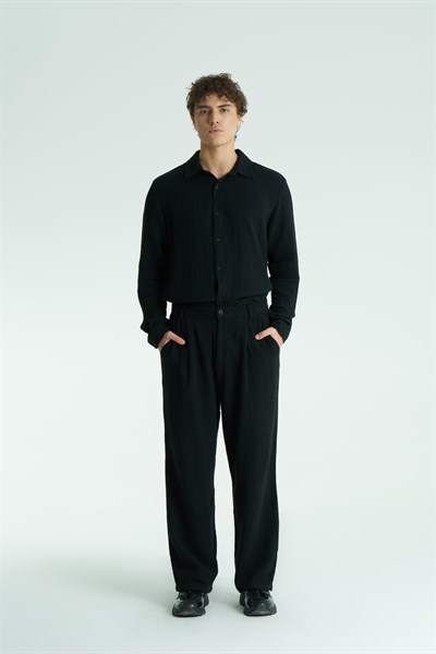 Texton Relaxed Fit Erkek Pantolon Siyah
