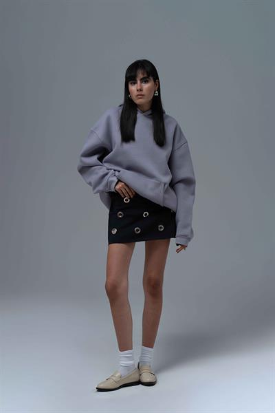 The Story of Layers Oversize Sweatshirt Kadın Füme