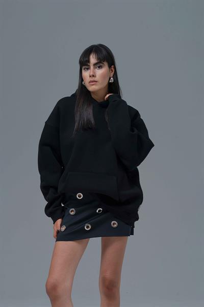 The Story of Layers Oversize Sweatshirt Kadın Siyah