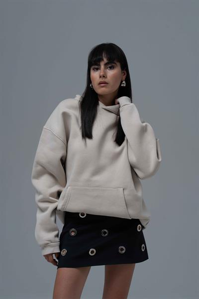 The Story of Layers Oversize Sweatshirt Kadın Stone